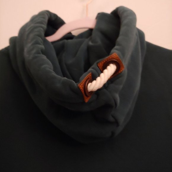 Naketano Brave New World Thick Teal Coastal Cowl Neck Pullover Hoodie Medium - Picture 9 of 14